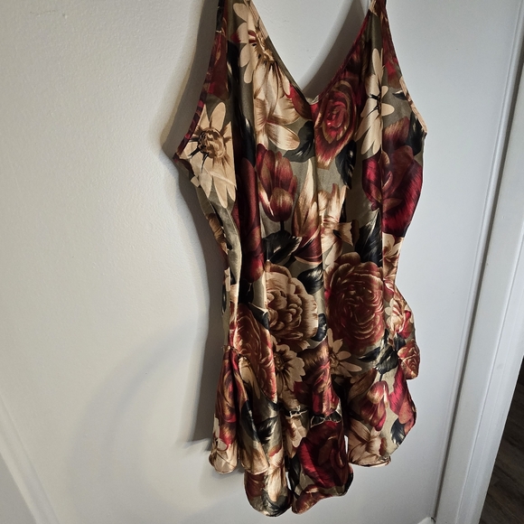 Vintage Cliche Romantic Sexy Floral Rose Figure Flattering Mini Slip Dress XL - Picture 2 of 6
